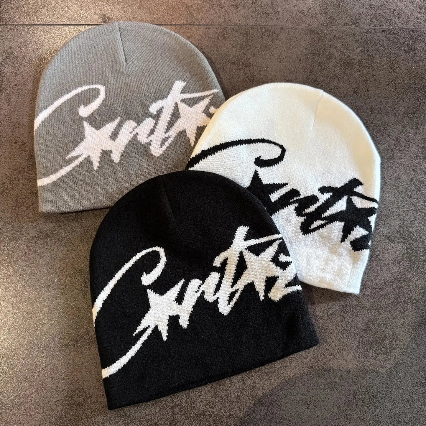 New Niche Knitted Hat Women's Autumn and Winter Warm Pullover Cold Hat Street Photograph Concave Shape Wool Hat Trendy corto